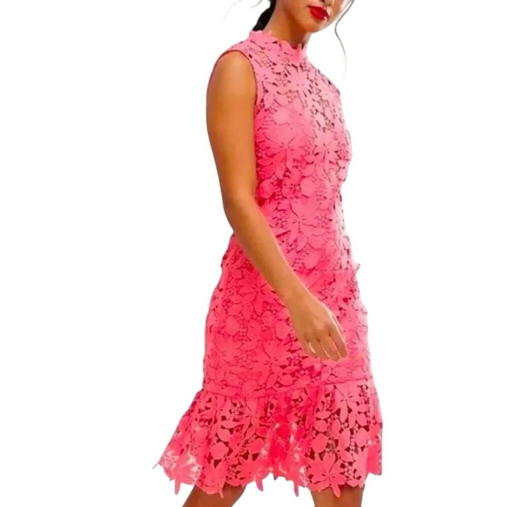 Paper Doll High Neck Peplum Lace Dress, New with Tag